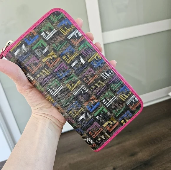 Fendi Multicolor Zucchino Print Coated Canvas Long Zip Wallet + Dustbag - Picture 10 of 16